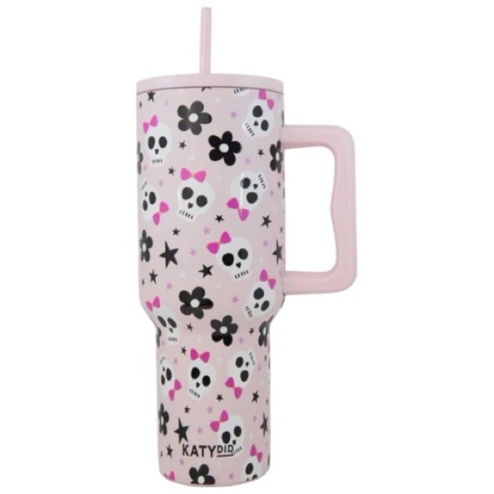 NWT Katydid Skull Flower Bow Stainless Steel Tumbler